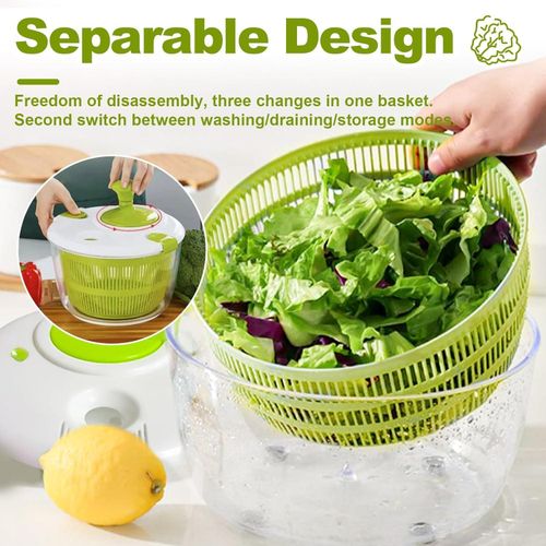 Salad Spinner, Vegetable and Fruit Washing Dryer, Lettuce Spinner – 5L Large Capacity, Green, Easy to Use and Clean