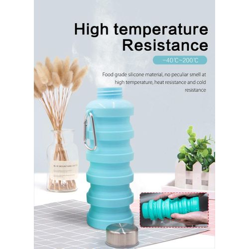 Reusable BPA free outdoor foldable silicone collapsible travel water bottle