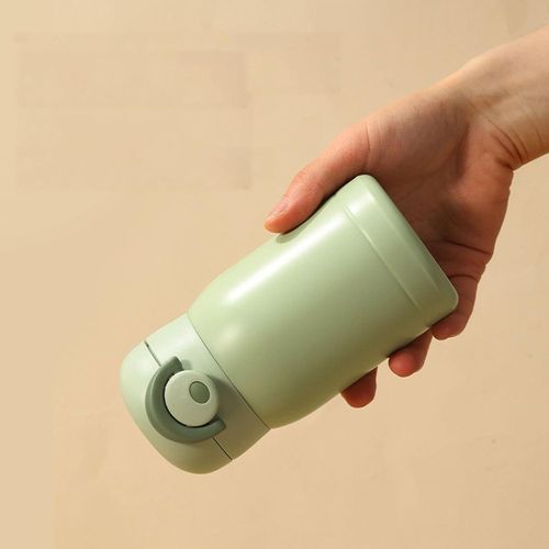 Flushrenic Mini Water Bottle,Thermal Cup With Snap Flip Lid Leak Proof,Cute Insulated Stainless Steel Bottle For Hot &amp; Cold Drink,BPA Free,Perfect for Coffee,beverage,Water,Tea (Green, 350ml)