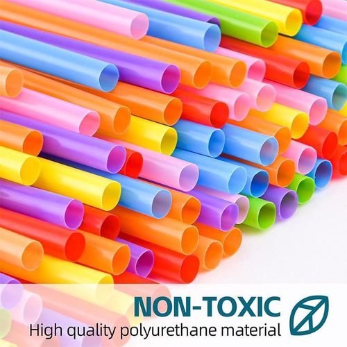 80 Pack Colorful Straws, Plastic Disposable Bendy Straws Extra Long Straws