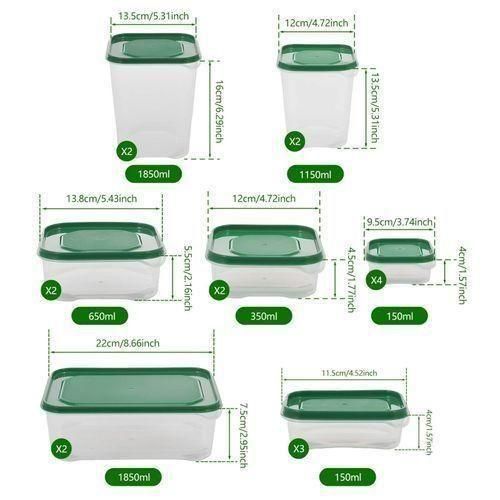 Green 17PCS Plastic Storage Box for Household Food and Fruit Packaging