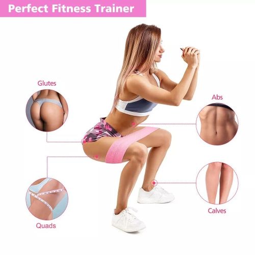 KipFit Fabric Resistance Band Set - Non Slip Exercise Bands To Workout Glutes, Thighs &amp; Legs