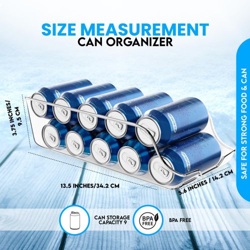 addigoes 2-Pack Soda Can Organizer, Fridge &amp; Pantry Storage Rack - Space-Saving Stackable Organizer for Kitchen, Refrigerator &amp; Freezer (Clear)