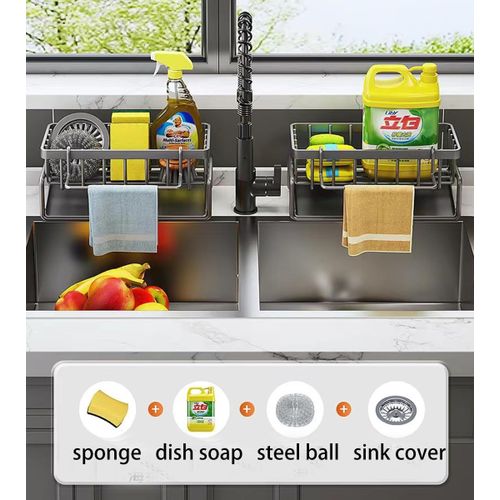 Kitchen Dish Rack，Kitchen Shelf,Sink Rack, Drain Rack - Black