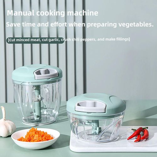 900ml Blue Manual  Processor for Vegetable, Chopper Meat Grinder, Portable  Mincer  for Vegetables, Ginger, Fruits, Nuts, Herbs