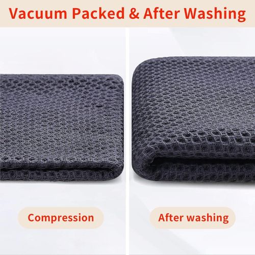 TodyJeyHo 100% Cotton Waffle Weave Kitchen Dish Cloths, Tea Towels Ultra Soft Absorbent Quick Drying Dish Towels, 34×34 CM, 3 Pack(Dark blue, Beige, Brown)