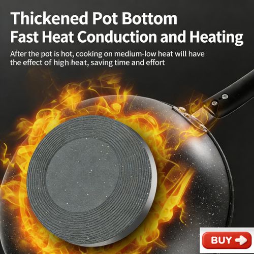 Smartraha life RahaLife 30CM Non Stick Pan Medical Stone Wok Physical Sufuria Cookware Saute Deep Frying Cooking Pots