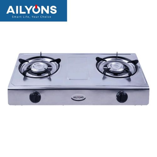 AILYONS GS017 Gas Cooker Double Burner Stainless Steel Table Top (1YR WRTY)
