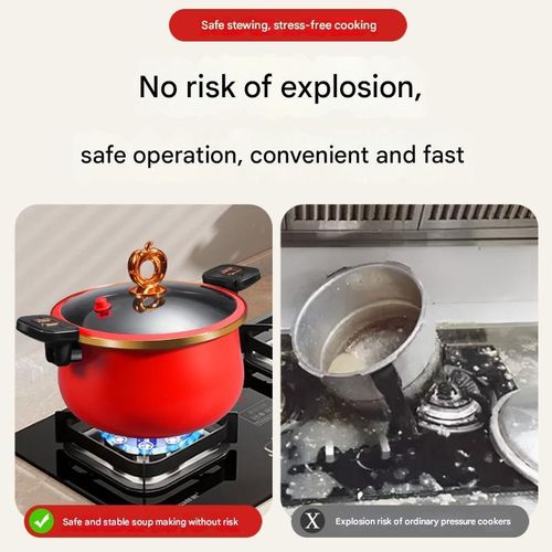 26CM Enamel Micro-Pressure Cooker, Fine Iron and Titanium Ceramic Non-Stick Soup Pot, Stew Pot, Multi-Function Cooking Pot, Gas Universal - Orange