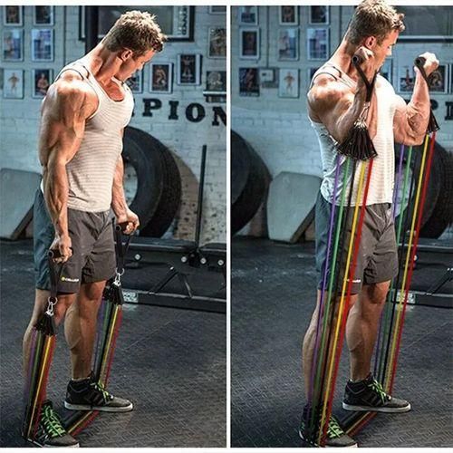 11PCS Fitness Strength Elastic Yoga Resistance Bands Exercise Bands Home Office Gym Mixed Colour