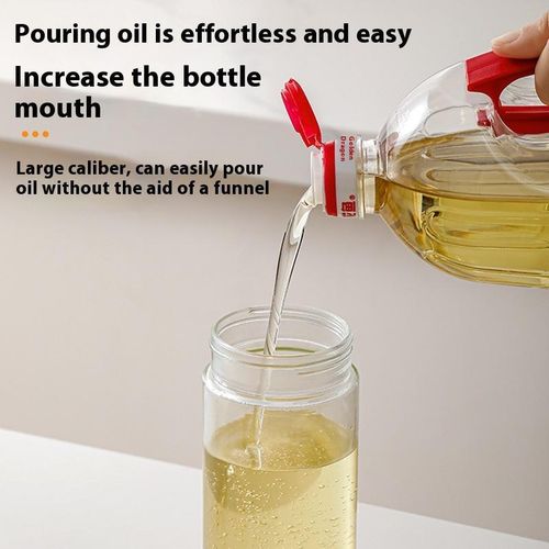 Leak proof glass with gravity nozzle 500ml oil pot - white