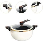 Mini Pressure Cooker 8L Fast Heating Pressure Cooker with Locking Handle Induction Cooker Non-stick Soup Pot - White
