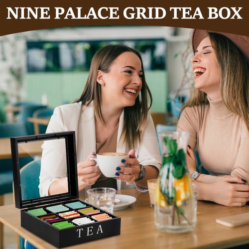 9 Grids Wooden Tea Bag Organizer Spice Kitchen Organizer