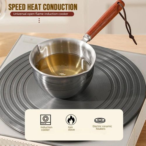 304 stainless steel small oil pan, mini frying pan with pouring spout