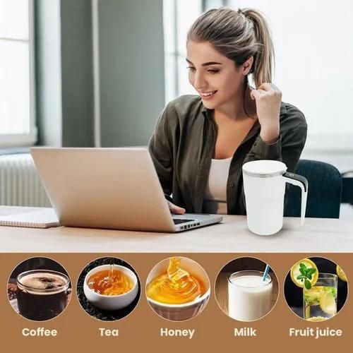 Electric Self-stirring Coffee Mug - Magnetic Stirring Cup, Rechargeable Automatic Mixing Cup with LCD Thermometer, for Milk &amp; Cocoa, Ideal for Office &amp; Kitchen &amp; Travel