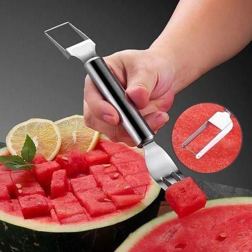 Flushrenic Fruit fork,Watermelon spoon,2-in-1 Stainless Steel Fruit Cutter 3 Pcs