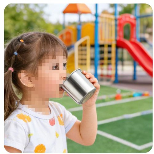 2 Pcs Set  Stainless Steel Kids Shatter-Resistant Water Cups