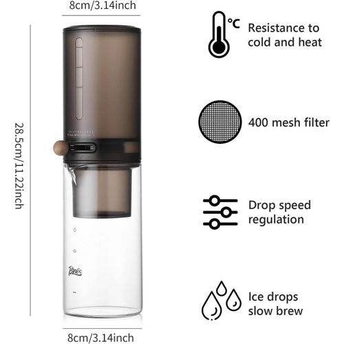 Cold brew coffee machine, drip-type cold drip iced coffee espresso brewer, adjustable water flow