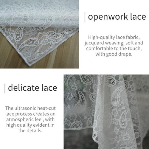 White lace tablecloth rectangle 150×300 cm, covering tea tablecloth flower embroidered lace tablecloth, elegant rectangle covering long retro embroidered reception tablecloth decoration