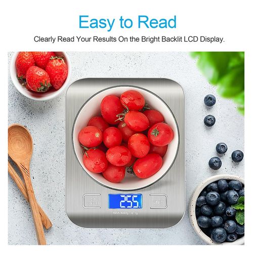 TodyJeyHo Food Kitchen Scale, Digital Grams and Ounces for Weight Loss, Baking, Cooking, Keto and Meal Prep, LCD Display, 304 Stainless Steel