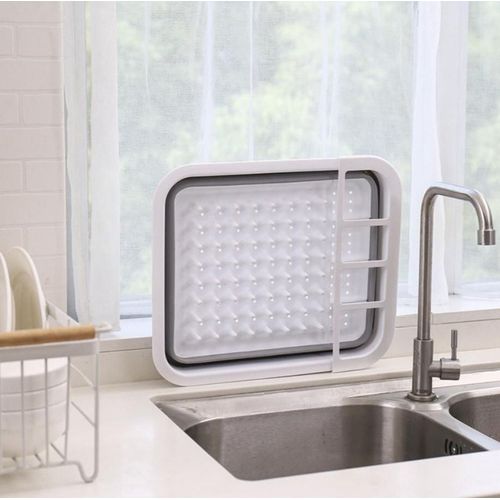 Large White Foldable Dish Drainer Plate Cutlery Basket，Collapsible Dish Drainer