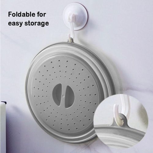 Collapsible Microwave Splatter Cover &amp; Colander - BPA-Free, Vented Lid with Hook Hole, Dishwasher Safe (1 Pack)