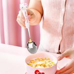 2 PCS Spoon and Fork Set, Cute Stainless Steel Silverware Set, Cartoon Salad Forks and Soup Spoons, Gift for Her