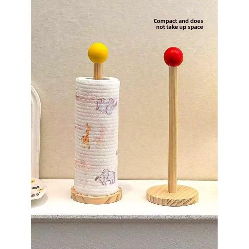 1pc Wood Countertop Paper Towel Holder &amp; Plastic Wrap Roll Hanger - Space-Saving Minimalist Suitable and Dining Room Holder, Compatible with Napkins, Wet Wipes, Cling Film