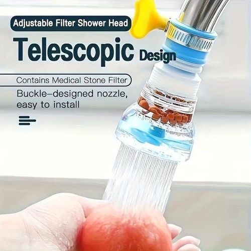 Rotary Retractable 1 Piece Anti-Splash Faucet Mount Filter With Universal Connector Thread, Water