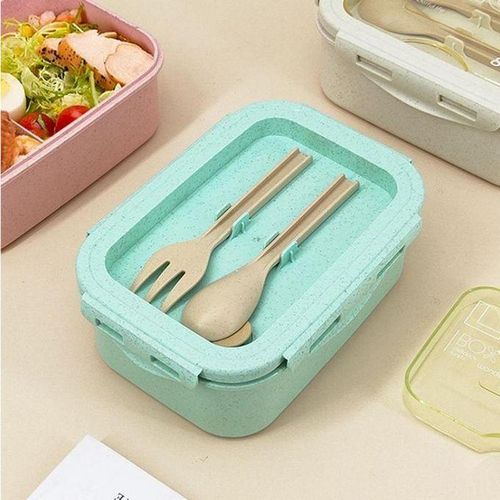 Reusable Lunch Case Food Grade Two Compartments Food Container With Tableware Storage
