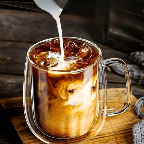 KnMn 2PCS 350ML 12OZ Double-Walled Insulated Glass Coffee Mugs with Handles