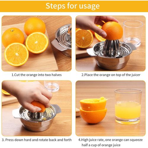Stainless Steel Manual Citrus Juicer - Small Household Fruit Press for Lemon, Pomegranate, Orange &amp; Juice Extraction