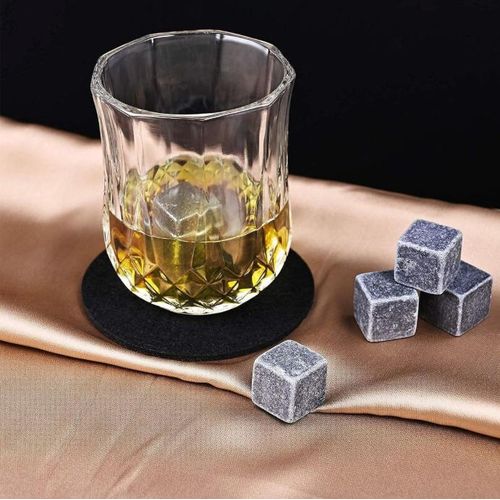 Whisky Stones and Glasses Gift Set, Whisky Granite Chilling Stones