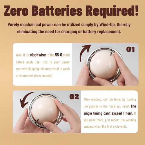 Planet-Shaped Mechanical Timer  No Batteries Needed  59-Minute Countdown  Magnetic Base  Multi-Purpose Kitchen, Study &amp; Classroom Timer (Black)