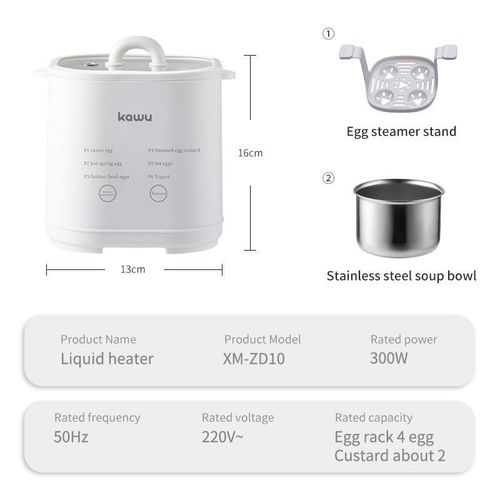 Kawu Electric 4 Egg Cooker, Egg Boiler with Egg Stand, with Clear Lid