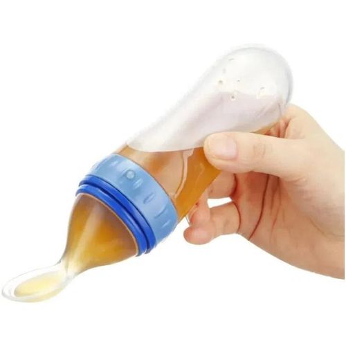 Squeezing Feeding Bottle Silicone Newborn Baby Training Rice Cereal Food Spoon Supplement Feeder Safe Useful Tableware for Kids