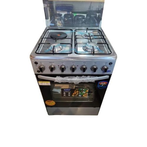 Ecomax Cooker 3 Gas Burners + 1 Hotplate With Electric Oven With Free Gifts 60x60cm Silver