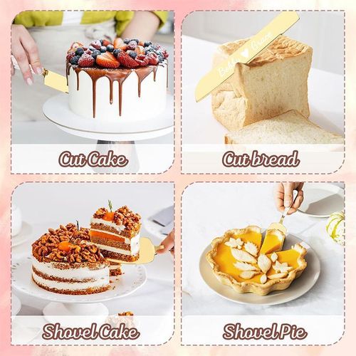 Cake Knife and Server Set - 2 Pcs Stainless Steel Cake Pie Pastry Servers Cake Cutting Set