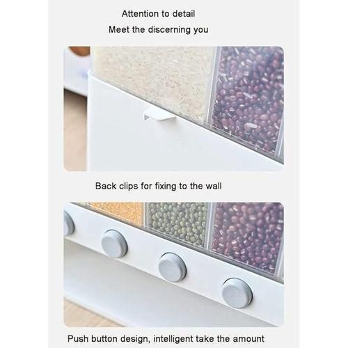Cereal Dispenser Rice - Food Storage Keeper - White/Clear