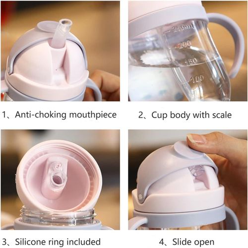 Flushrenic baby bottle,Spill-Proof Sippy Cup, Toddler Cup with Straw and Handle, Anti-drop, Anti-choking for Boys Girls Child
