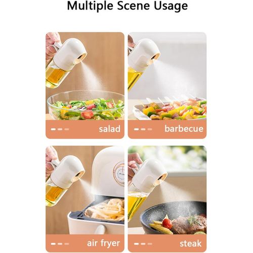 Flushrenic Oil Sprayer for Cooking, 8oz Refillable Portable Glass Olive Oil Dispenser Bottle, Kitchen Gadgets Accessories for Air Fryer, Salad, Frying (Yellow, 250ml)