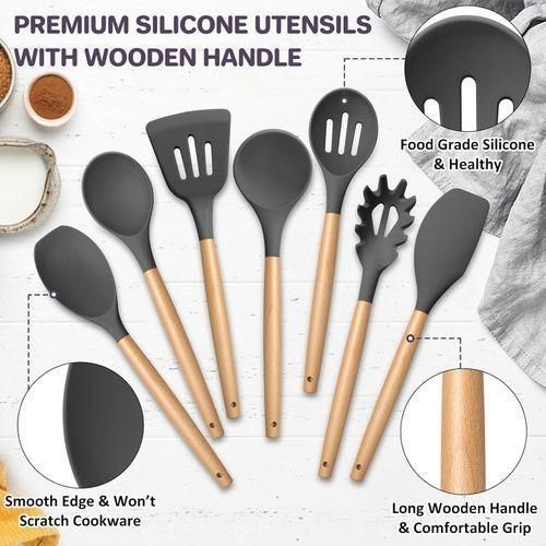 12pcs cutlery set, spoon + spatula set - black