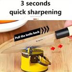 2Pcs-Hands-Free Knife Sharpener with Suction Cup - Portable Tungsten Carbide Quick Sharpening Tool, Sleek Metallic Finish, Sturdy Construction