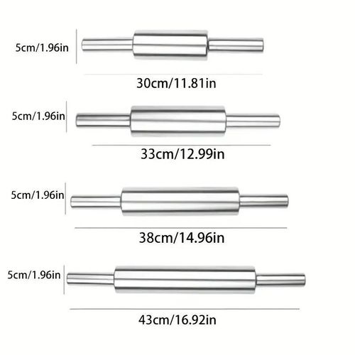 Thickened stainless steel rolling pin - easy to clean and rust-proof (38.3*5*5cm)