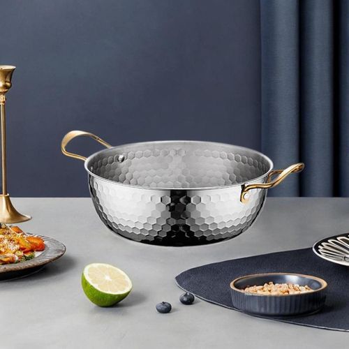 Hammered Stainless Steel 3-Piece Stockpot Set with Lid - Silver