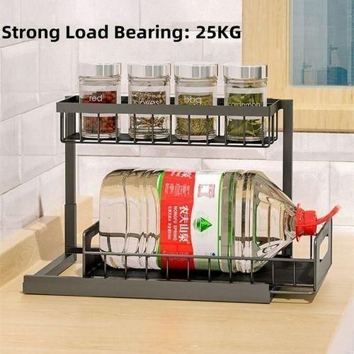 Kitchen Shelf, Spice Rack, Multi-Tier Storage Shelf, Sink Storage Basket - Black