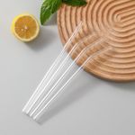 4-pack of high borosilicate transparent glass straws, heat-resistant and durable, with a free brush