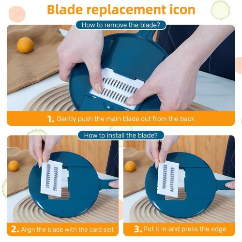 addigoes 7-in-1 Multifunction Mandoline Slicer &amp; Vegetable Chopper - Food Slicer with Container, Onion Cutter &amp; Chopping Artifact, Easy Storage (Blue)