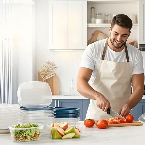 KnMn 10 PCS Stackable Food Storage Containers with Multi Color Lids, BPA-Free Plastic Lunch Boxes, Microwave Safe