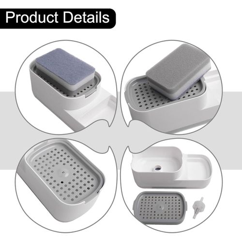 Effortless For Kitchen Cleanup 2 in 1 Soap Dispenser and Sponge Holder for Easy Access (White)